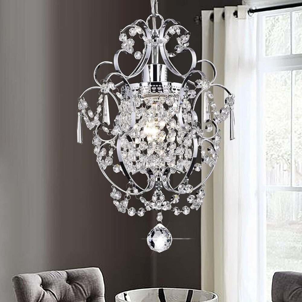 Mini Chandelier Light Fixture,Modern Chrome Crystal Ceiling Light Fixtures 1 Lig